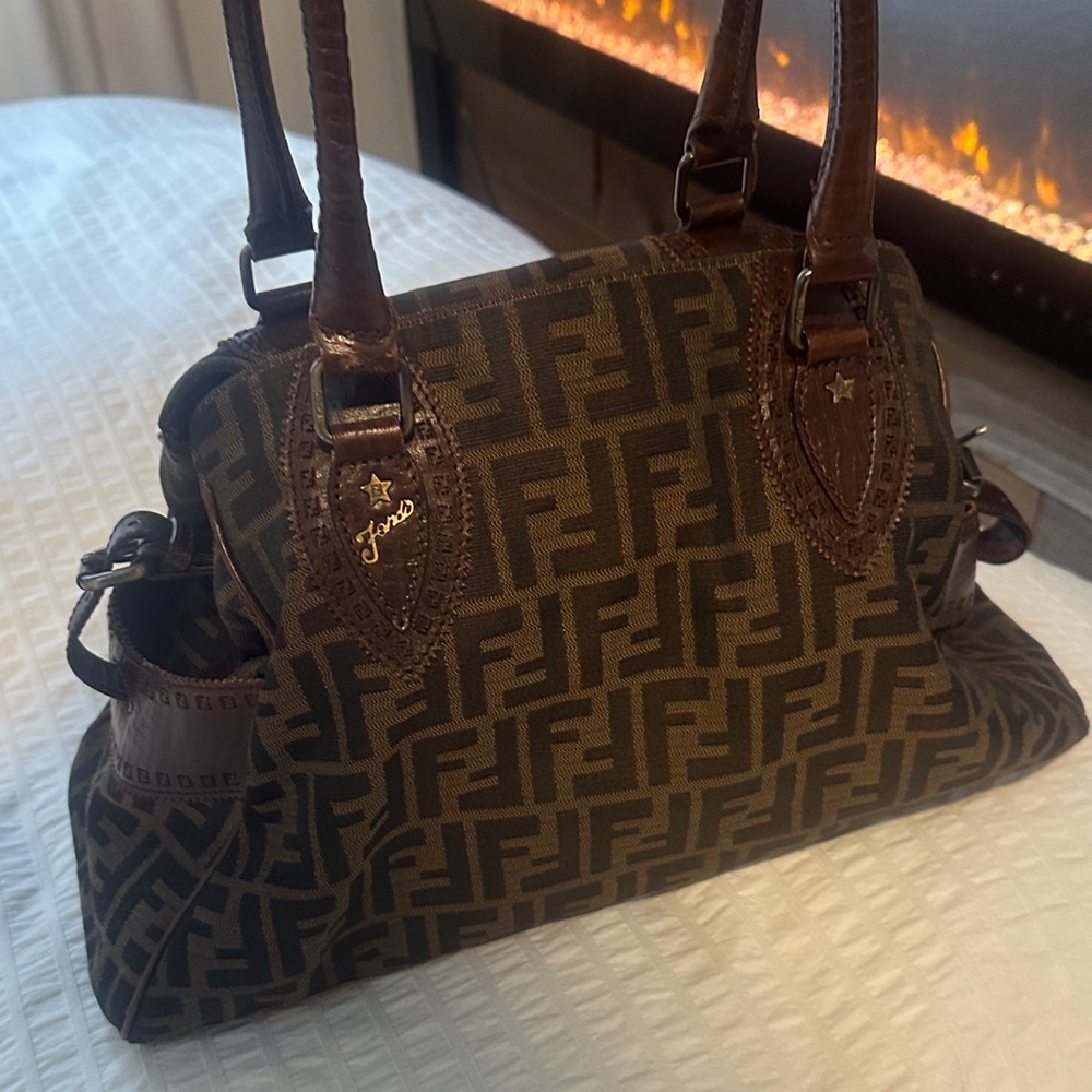 Fendi Brown Monogram Zucca Canvas Shoulder Bag